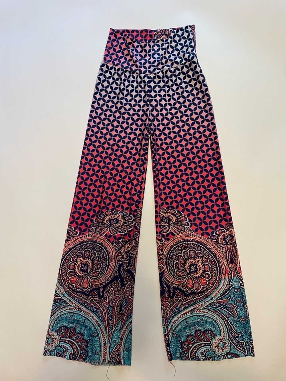 Kids Polyester Wide-leg Palazzo pants Boho Paisley print. Size 6-6x